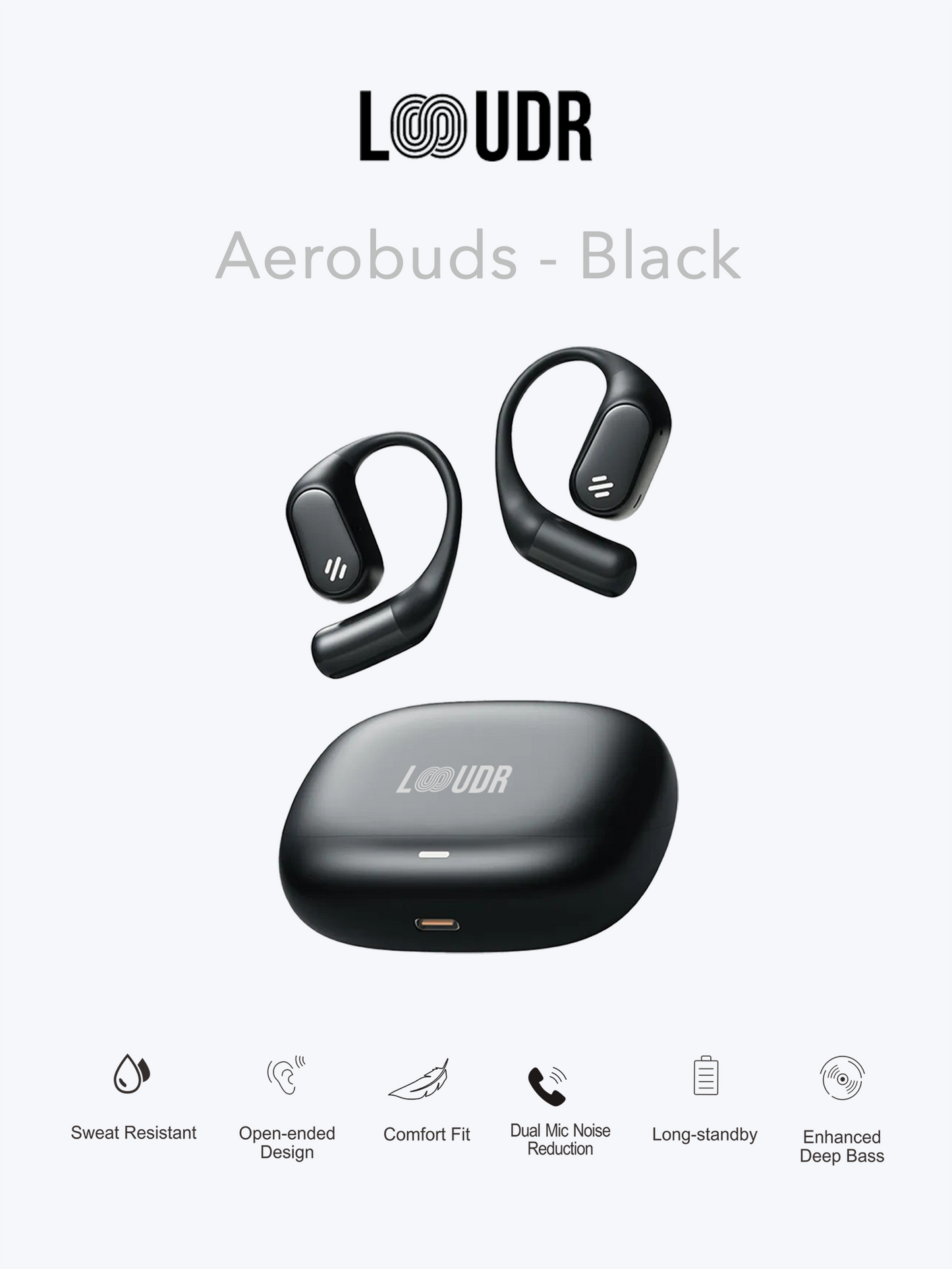 Loudr Aerobuds – Open-Ear Wireless Earphones