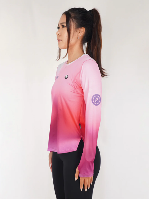 PURPOSE - Borealis - WOMEN Hypermesh™️ ELITE Running Long Sleeve T-Shirt Plum (Baby Pink)