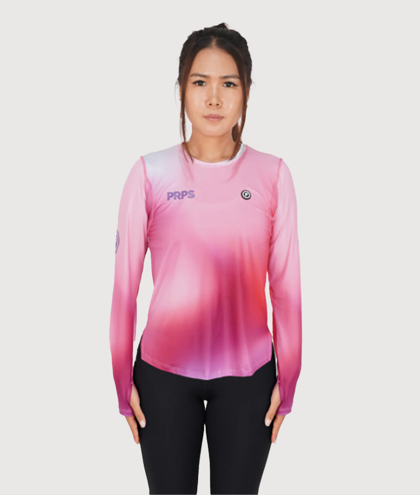 PURPOSE - Borealis - WOMEN Hypermesh™️ ELITE Running Long Sleeve T-Shirt Plum (Baby Pink)