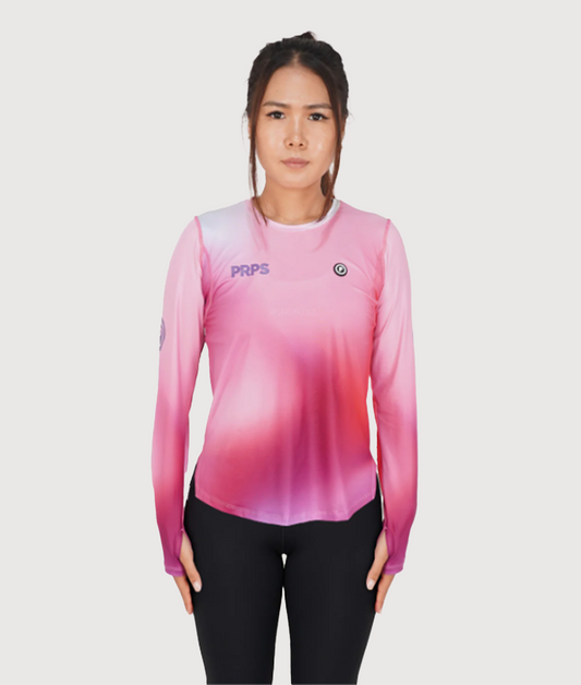 PURPOSE - Borealis - WOMEN Hypermesh™️ ELITE Running Long Sleeve T-Shirt Plum (Baby Pink)