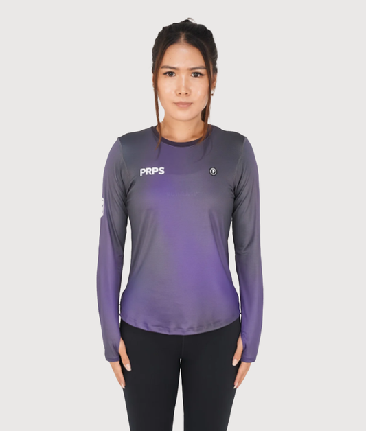 PURPOSE - Borealis - WOMEN Hypermesh™️ ELITE Running Long Sleeve T-Shirt Granite (Dark Navy Violet)