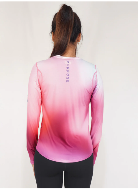 PURPOSE - Borealis - WOMEN Hypermesh™️ ELITE Running Long Sleeve T-Shirt Plum (Baby Pink)