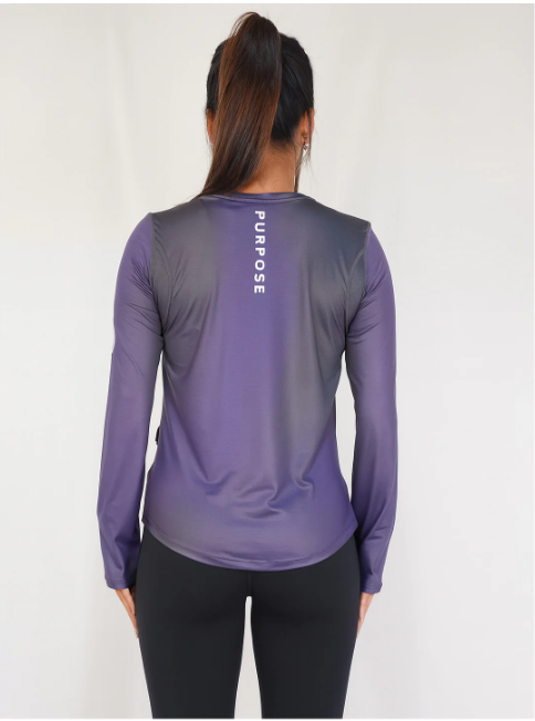 PURPOSE - Borealis - WOMEN Hypermesh™️ ELITE Running Long Sleeve T-Shirt Granite (Dark Navy Violet)