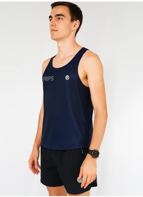 PURPOSE - Borealis - MEN Hypermesh™️ PRO+ Running Singlet Granite (Dark Navy Violet)