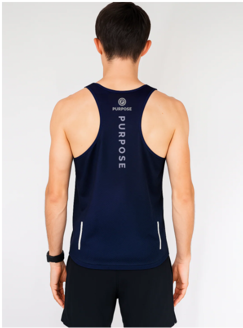 PURPOSE - Borealis - MEN Hypermesh™️ PRO+ Running Singlet Granite (Dark Navy Violet)
