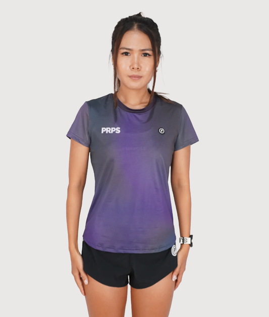 PURPOSE - Borealis - WOMEN Hypermesh™️ ELITE Running T-Shirt Granite (Dark Navy Violet)